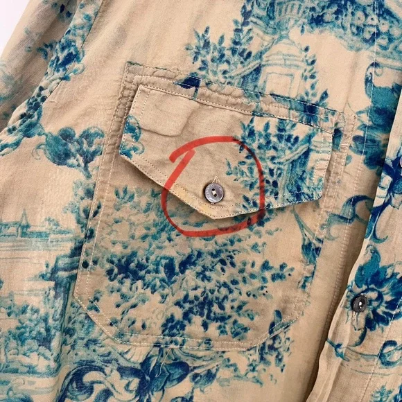 Vintage 1998 Dolce & Gabbana Toile De Jouy Beige & Bleu Shirt Size L - Picture 13 of 14